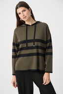 Joseph Ribkoff Striped Hooded Sweater Style 263626