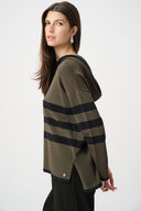 Joseph Ribkoff Striped Hooded Sweater Style 263626
