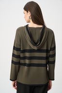 Joseph Ribkoff Striped Hooded Sweater Style 263626