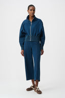 Joseph Ribkoff Denim Funnel-Neck Bomber Jacket Style 263634