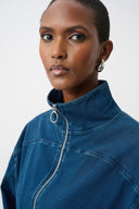 Joseph Ribkoff Denim Funnel-Neck Bomber Jacket Style 263634