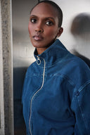 Joseph Ribkoff Denim Funnel-Neck Bomber Jacket Style 263634