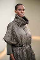 Joseph Ribkoff Quilted Nylon Shawl-Neck Boxy Vest Style 263643