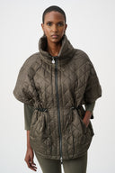 Joseph Ribkoff Quilted Nylon Shawl-Neck Boxy Vest Style 263643