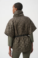 Joseph Ribkoff Quilted Nylon Shawl-Neck Boxy Vest Style 263643
