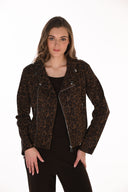 Frank Lyman Slim Fit Jeweled-Zip Animal-Print Jacket Style 263702