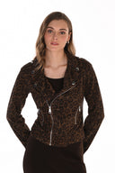 Frank Lyman Slim Fit Jeweled-Zip Animal-Print Jacket Style 263702