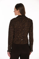 Frank Lyman Slim Fit Jeweled-Zip Animal-Print Jacket Style 263702