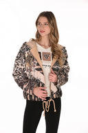Frank Lyman Jeweled Hooded Animal-Print Top Style 263707