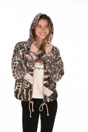Frank Lyman Jeweled Hooded Animal-Print Top Style 263707