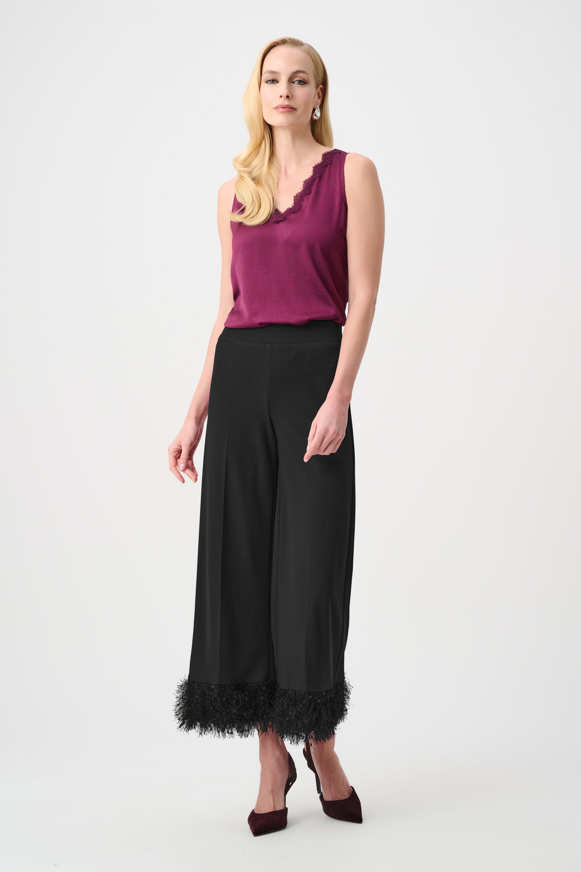 Joseph Ribkoff Signature Wide Leg Pants With Fringe Style 263715