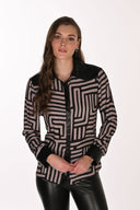 Frank Lyman Geometric Stripe Button-Down Shirt Style 263715