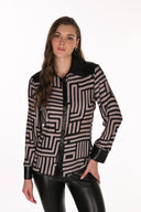 Frank Lyman Geometric Stripe Button-Down Shirt Style 263715