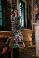Joseph Ribkoff Chiffon Printed Fit and Flare Wrap Dress Style 263739
