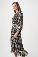 Joseph Ribkoff Chiffon Printed Fit and Flare Wrap Dress Style 263739