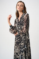 Joseph Ribkoff Chiffon Printed Fit and Flare Wrap Dress Style 263739