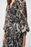 Joseph Ribkoff Chiffon Printed Fit and Flare Wrap Dress Style 263739