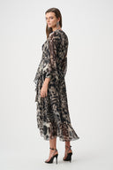 Joseph Ribkoff Chiffon Printed Fit and Flare Wrap Dress Style 263739