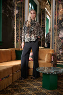 Joseph Ribkoff Chiffon Animal Print Boxy Top With Bow Tie Style 263743