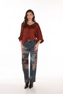 Frank Lyman Edgy Mid-Rise Distressed Bootcut Jeans Style 263743