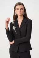 Joseph Ribkoff Fitted Blazer With Rhinestone Appliqué Style 263745