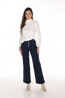 Frank Lyman Wide-leg Full-length Denim Trousers Style 263752