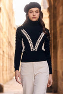 Frank Lyman Embroidered Turtleneck Pullover Style 263754
