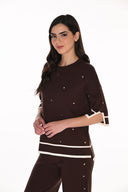 Frank Lyman Studded Border-Trim Sweater Knit Top Style 263765