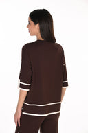 Frank Lyman Studded Border-Trim Sweater Knit Top Style 263765