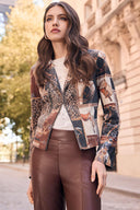Frank Lyman Equestrian & Animal-Print Moto Jacket Style 263770