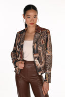 Frank Lyman Equestrian & Animal-Print Moto Jacket Style 263770