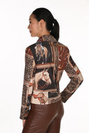 Frank Lyman Equestrian & Animal-Print Moto Jacket Style 263770