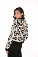 Frank Lyman Jeweled Heart & Animal-Print Sweater Style 263779