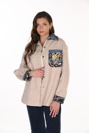 Frank Lyman Animal-Print & Solid Contrast Longline Jacket Style 263788