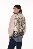 Frank Lyman Animal-Print & Solid Contrast Longline Jacket Style 263788