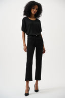 Joseph Ribkoff Metallic Knitted T-shirt with Rhinestones Style 263900CO