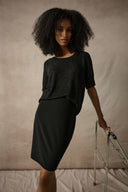 Joseph Ribkoff Metallic Knitted T-shirt with Rhinestones Style 263900CO
