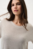 Joseph Ribkoff Metallic Knitted T-shirt with Rhinestones Style 263900CO
