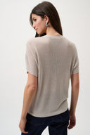 Joseph Ribkoff Metallic Knitted T-shirt with Rhinestones Style 263900CO