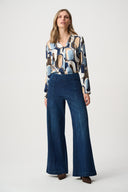 Joseph Ribkoff Denim Palazzo High-Rise Pull-On Jeans Style 263901
