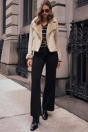 Joseph Ribkoff Faux Suede Jacket With Faux Fur Collar Style 263909