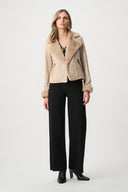 Joseph Ribkoff Faux Suede Jacket With Faux Fur Collar Style 263909