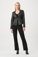 Joseph Ribkoff Laser-Cut Foiled Faux Suede Moto Jacket Style 263910