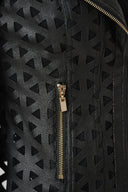 Joseph Ribkoff Laser-Cut Foiled Faux Suede Moto Jacket Style 263910