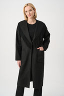 Joseph RIbkoff Wool Blend Shawl Collar Fringed Coat Style 263912