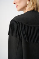 Joseph RIbkoff Wool Blend Shawl Collar Fringed Coat Style 263912