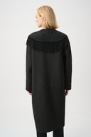 Joseph RIbkoff Wool Blend Shawl Collar Fringed Coat Style 263912
