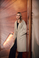 Joseph RIbkoff Wool Blend Shawl Collar Fringed Coat Style 263912