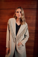 Joseph RIbkoff Wool Blend Shawl Collar Fringed Coat Style 263912.