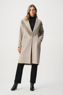 Joseph RIbkoff Wool Blend Shawl Collar Fringed Coat Style 263912
